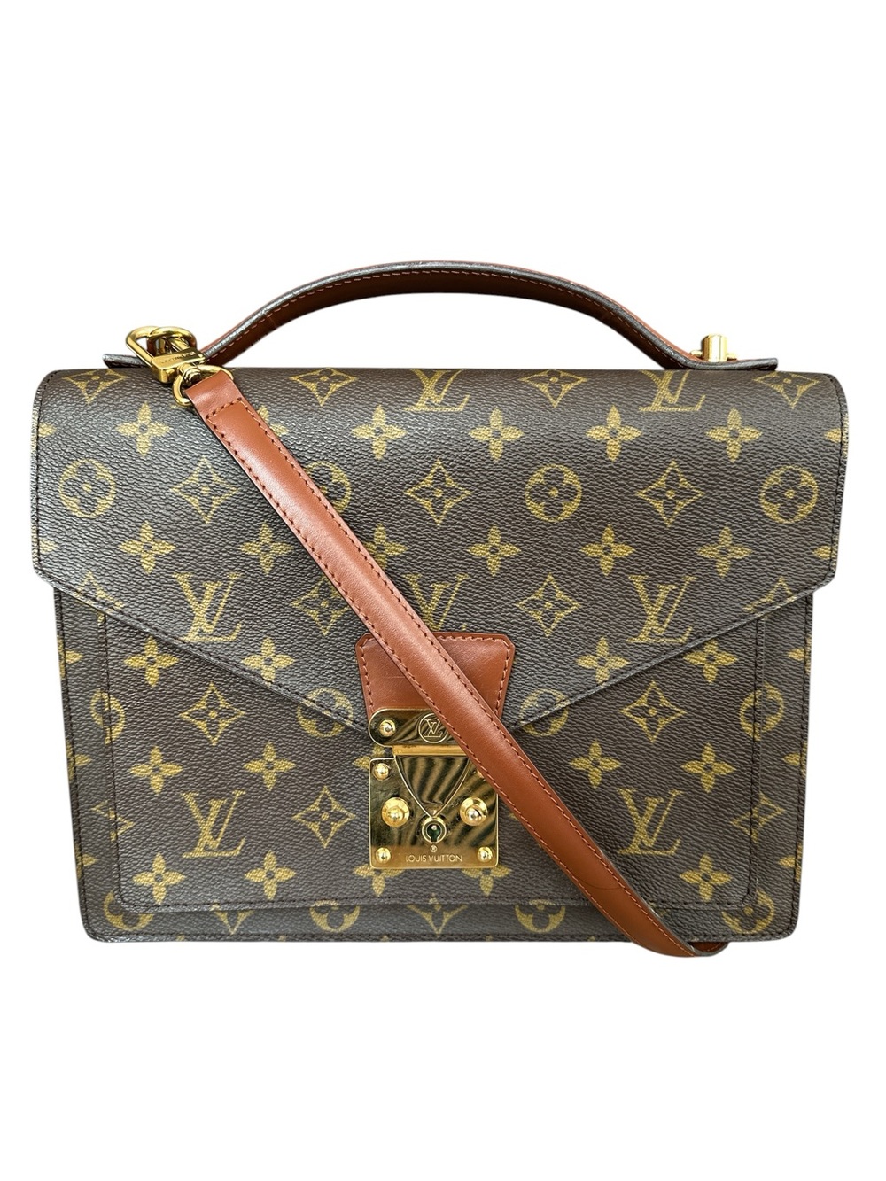 Louis Vuitton Monogram Canvas Brown & Gold Top Handle Satchel